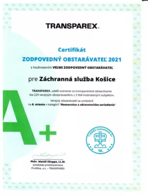 Ocenenie A+ VEĽMI ZODPOVEDNÝ OBSTARÁVATEĽ